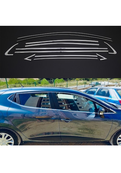 Renault Clio 4 Cam Çıtası Kromu Çerçevesi Komple Nikelaj Seti
