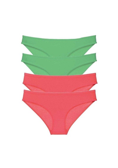 4 Adet Eko Set Likralı Kadın Slip Külot Yeşil Fuşya Standart