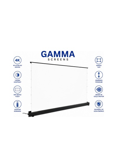 Gamma Screens 248x168 Motorlu Gergili Floor Up Projeksiyon Perdesi - Soft Mat Beyaz