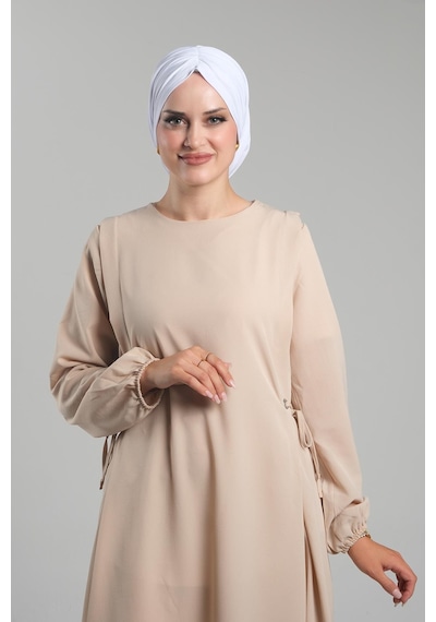 Hürrem Bone Beyaz Pratik Hazır Geçmeli Tesettür Bone Sandy Büzgülü Salaş 2119 42 Beyaz