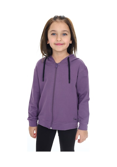 Toontoy Kız Çocuk Kapüşonlu Fermuarlı Cepli Düşük Omuz Nakış Baskılı Örme Hırka - 2 İplik Mor Toontoy Kız Çocuk Kapüşonlu Fermuarlı Cepli Düşük Omuz Nakış Baskılı Örme Hırka - 2 İplik Mor
