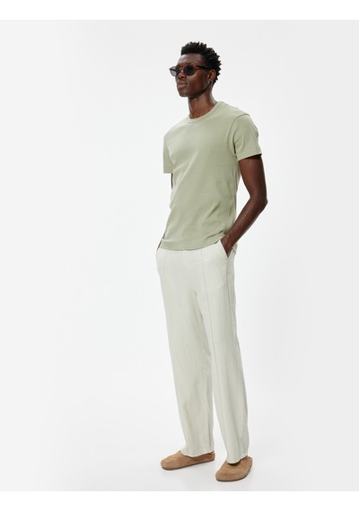 Koton Basic Tişört Slim Fit Dokulu Kısa Kollu Haki 4sam10730hk Haki Koton Basic Tişört Slim Fit Dokulu Kısa Kollu Haki 4sam10730hk Haki