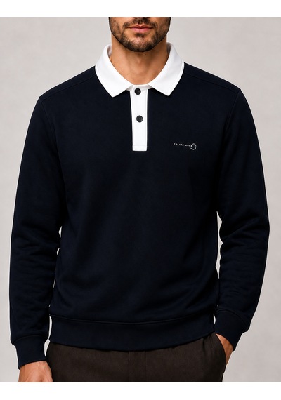 Redline Snap Erkek Regular Fit Düğmeli Kışlık Sweatshirt Siyah