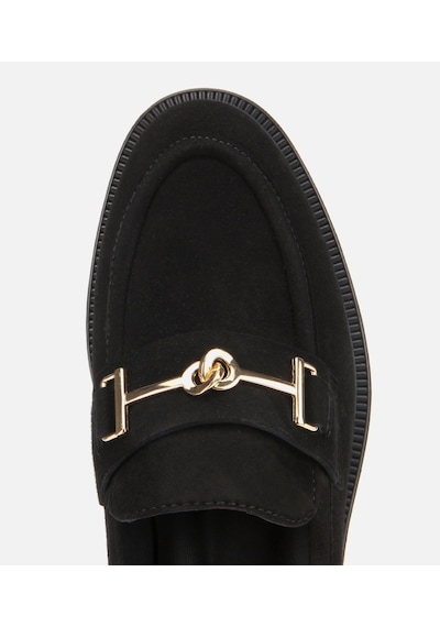 Hotiç Kadın Süet Deri Siyah Tokalı Klasik Loafer