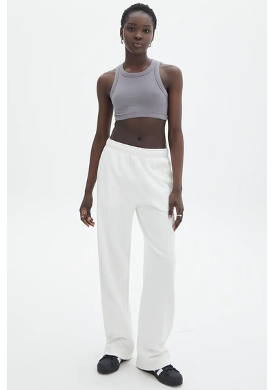 Madmext Beyaz Wide Leg Basic Eşofman Altı Mg1916-beyaz Beyaz