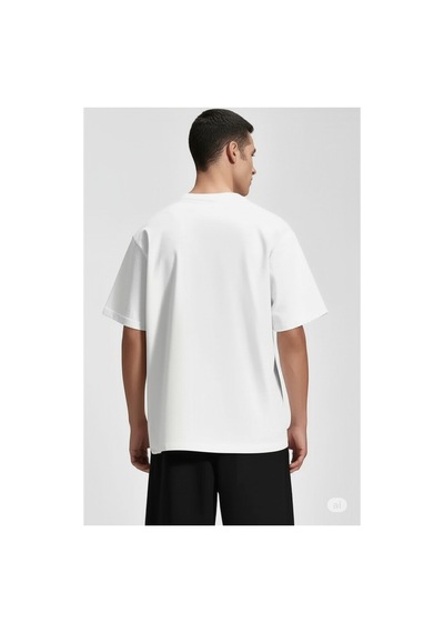 Nevermınd Baskılı Oversize Tişört - Erkek Streetwear Tişört Beyaz Beyaz