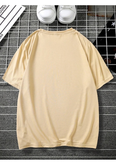 Üçgen Dağ T-shirt - Sarı Baskılı Oversize Bisiklet Yaka Kısa Kol Tişört Sarı