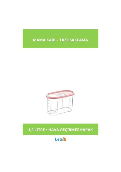 Hava Geçirmez Dayanıklı 1.2 Litre Mama Kabı