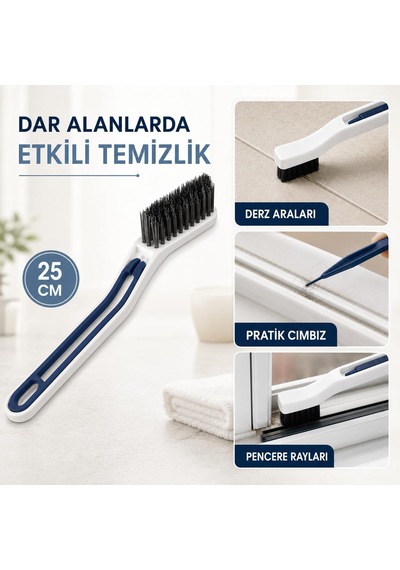 2 Si 1 Arada Derz Ve Oluk Temizleme Fırçası, Plastik Cımbızlı Sert Pet Kıllı Fayans, Banyo, Mutfak, Pencere Rayı Detay Fırçası