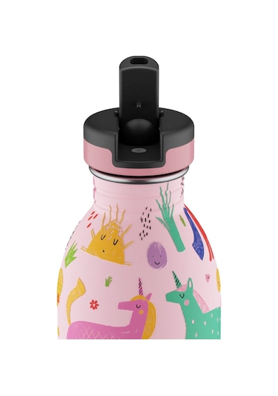 Kids Bottle Magic Friends Pipetli Paslanmaz Çelik Çocuk Su Matarası 500 Ml Pembe