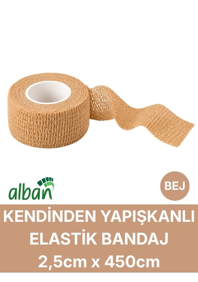 2,5cm 6'lı Set Kendinden Yapışkanlı Elastik Bandaj, Kohesiv Bandaj 5cm X 4.5m Spor, Bilek, Ayak Bileği, Veteriner Bandajı Bej
