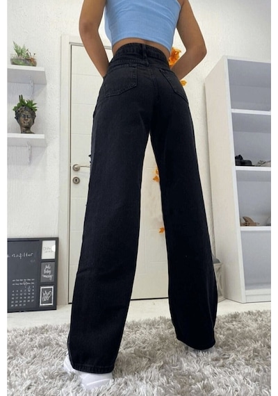 Woddi Nvn Hsn Cnk Felix Kadın Salaş Solmayan Siyah Bel Wide Leg Comfort New Sezon