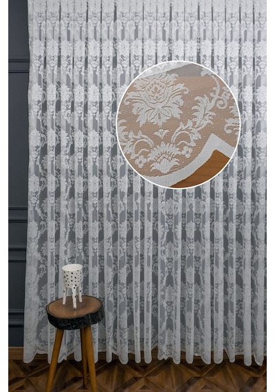 Evdepo Home Damask Kullanıma Hazır Tül Perde (546640431)
