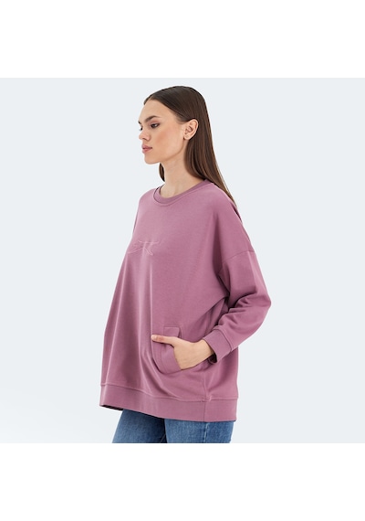 Slazenger VIKENTI SW Oversize Kadın Cepli Oversıze Gül Sweatshirt