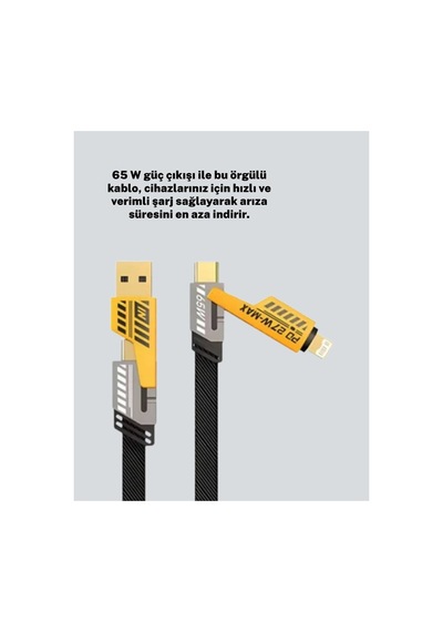 Yüksek Hızlı 65w Güç Çıkışlı Çoklu Cihaz Uyumlu Şarj Kablosu - Hs08374610-3532 Renkli