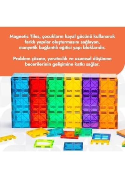 Circle Toys Magnetic Tiles Manyetik Yapı Blokları 36 Parça 3d Steam Eğitici Çocuk Oyuncağı Ve Inşa Seti