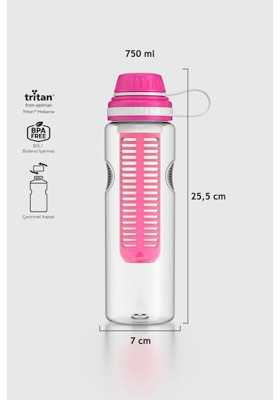 Renga Ege 750 Ml Tritan Süzgeçli Detoks Matara 911008 Fuşya Fuşya