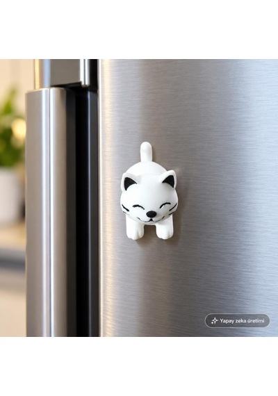 Magnet Kedi Buzdolabı Süsü Sevimli Kedi Figürlü Dekoratif Hediyelik 5 X 2,5 Cm