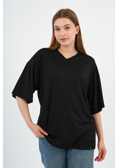 V Yaka Oversize T-shirt E24-742a-wn Siyah