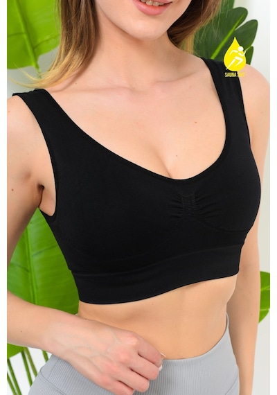 Sh Mağazacılık Kadın Modal Crop Top Büstiyer Toparlayıcı Kalın Askılı Seamless Dikişsiz Örme Bustiyer