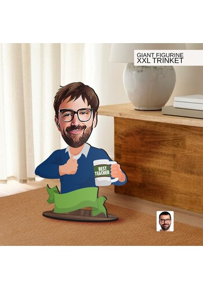 Bk Gift Kişiye Özel Öğretmen Karikatürlü Büyük Boy Ahşap Biblo-4 Arkadaşa Hediye , Sevgiliye Hediye, Kişiye Özel Biblolar Kobitmeyen137532 Bk Gift