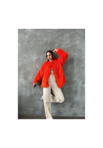 Verymoda Suni Kürk Ceket F1608 Oranj
