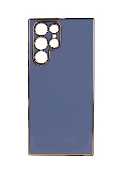 Noktaks - Galaxy S22 Ultra Uyumlu Kılıf Kenarları Parlak Altın Renkli Silikon Bark Kapak - Mor - T21639