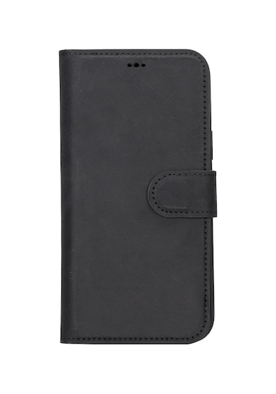 İphone 14 Plus Uyumlu Manyetik Hakiki Deri Cüzdan Kılıf ,cüzdan Taşımaya Son, Kredi Kart Yuvalı siyah