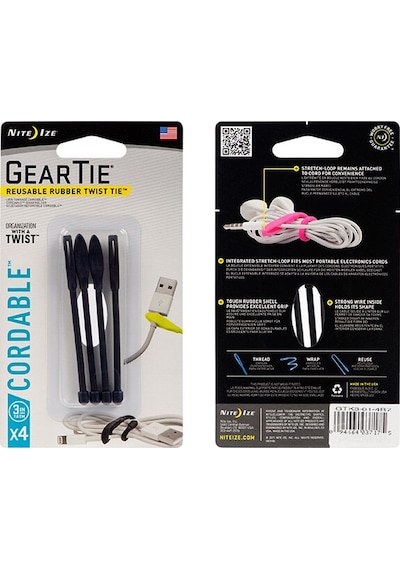 Nite Ize Gear Tie Cordable- Yuvalı Kablo Düzenleyici 4Lü Paket