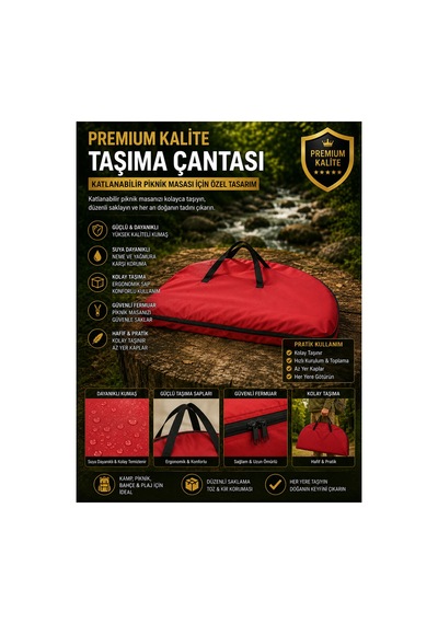 H-a Katlanır Kamp Masası Kırmızı
