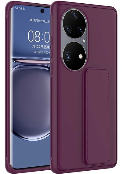 Huawei P50 Pro Kapak Standlı El Tutacaklı Silikon Kılıf