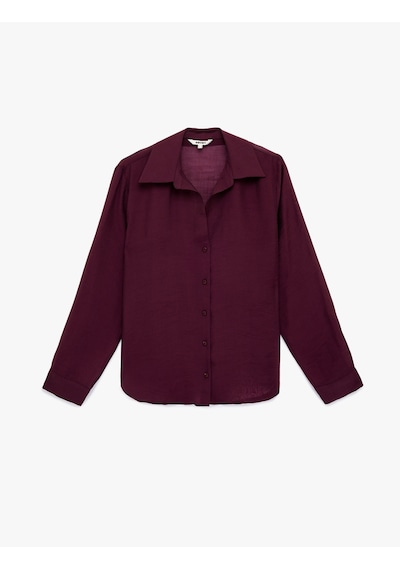 Koton Modal Kumaş Regular Fit Uzun Kollu Klasik Yaka Gömlek Bordo 6sak60127pw Bordo