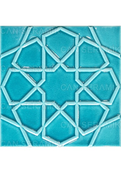 Can Seramik - 20x20 Cm. Kabartmalı Selçuklu Yıldızı Çini Karo N11.131