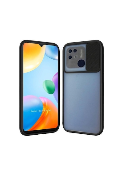 Fibaks Redmi 10c/poco C40 Uyumlu Kılıf Sürgülü Kamera Korumalı Ultra İnce Renkli Kapak