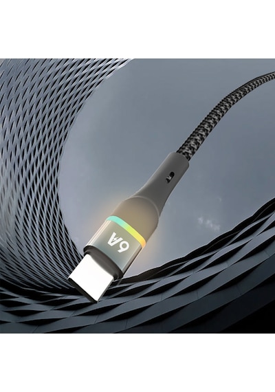 Lenyes Lc520 Usb-a To Type-c 6a Örgü Tasarımlı Hızlı Şarj Özellikli Şarj Kablosu 66w 1m Siyah Siyah