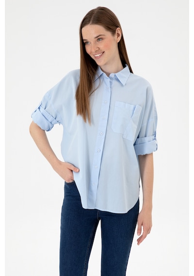 U.s. Polo Assn. Kadın Açık Mavi Gömlek Desenli 50300096-vr003 Acık Mavı