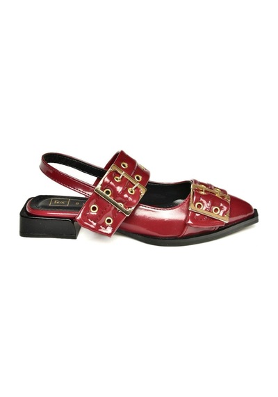 Fox Shoes U518600108 Bordo Rugan Alçak Topuklu Kadın Ayakkabı Bordo
