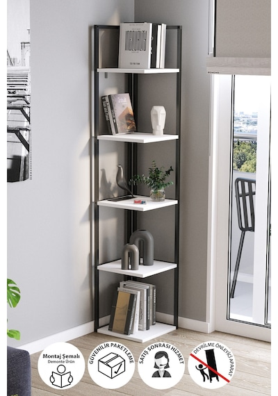 Bofigo 5 Raflı Metal Köşe Kitaplık Rafı Dekoratif Aksesuar Rafı Selanik 180 Cm Beyaz Bofigo 5 Raflı Metal Köşe Kitaplık Rafı Dekoratif Aksesuar Rafı Selanik 180 Cm Beyaz