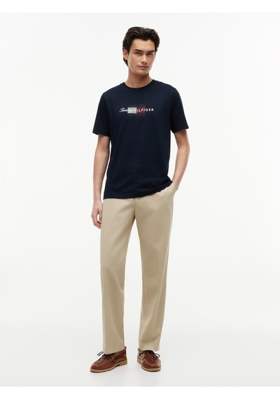 Tommy Hilfiger Scrıpt Flag Regular Tee Erkek Mavi T-shirt - Mw0mw43226