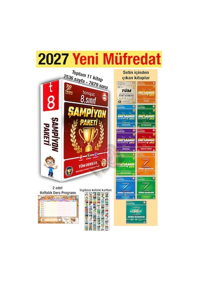 8. Sınıf Şampiyon Paketi 2027 Tüm Dersler Zoru Dinamo Yeni Müfredat 11 Kitap Soru Bankası
