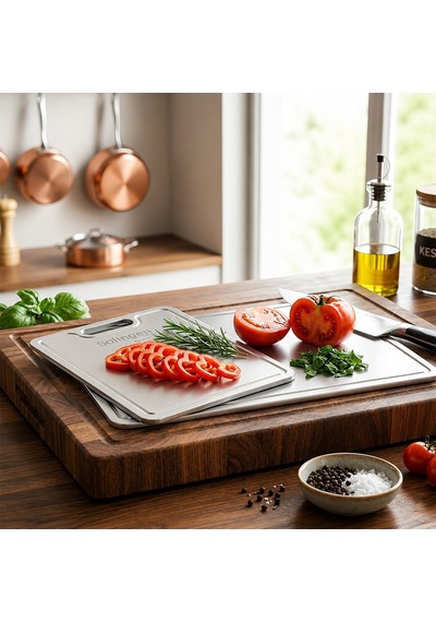 Solingen Lux Metal Kesim Panosu 2'li Set - Paslanmaz Çelik, 230x340 Mm Ve 200x300 Mm, 1 Mm Kalınlık- 12'li Paket Diğer