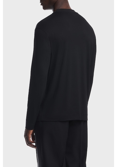 Emporio Armani İpek Karışımlı Bisiklet Yaka Uzun Kollu T Shirt Erkek T Shirt Em006771 Af13721 Uc001 Siyah