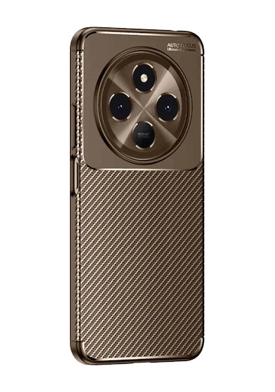 Tecno Spark 30 Kılıf Auto Focus Karbon Kapak - Kahverengi İtdark43065