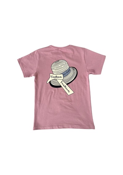 New Kids Şapka Baskılı Kız Çocuk Tişört-91117 Pembe