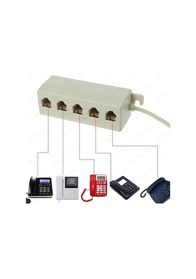 1 Giriş 5 Çıkış Kablolu RJ11 6P4C Telefon Çoklayıcı