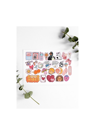 Groovy Tasarım Stickers Çıkartma Pytks0tk119 Çok Renkli