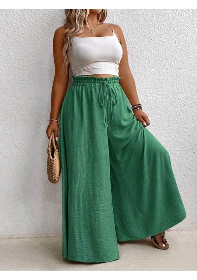 Tuzu Moda Kadın Pantolonu Lastikli Pantolon Yeşil
