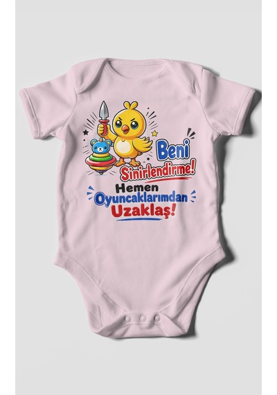 Morivokids Beni Sinirlendirme Mesajlı Kısa Kollu Bebek Body %100 Pamuk Bebe Pembe