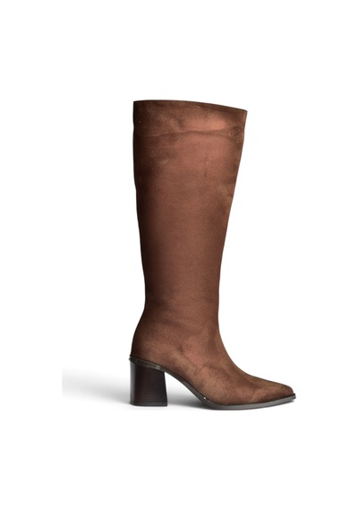 Fox Shoes Z308106002 Kahverengi Süet Kalın Topuklu Kadın Çizme