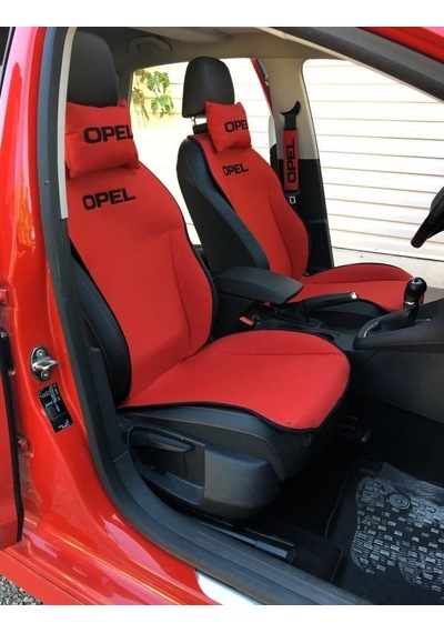 Opel Nakışlı Ön İkili Oto Koltuk Minderi 2 Adet Boyun Yastığı 2 A